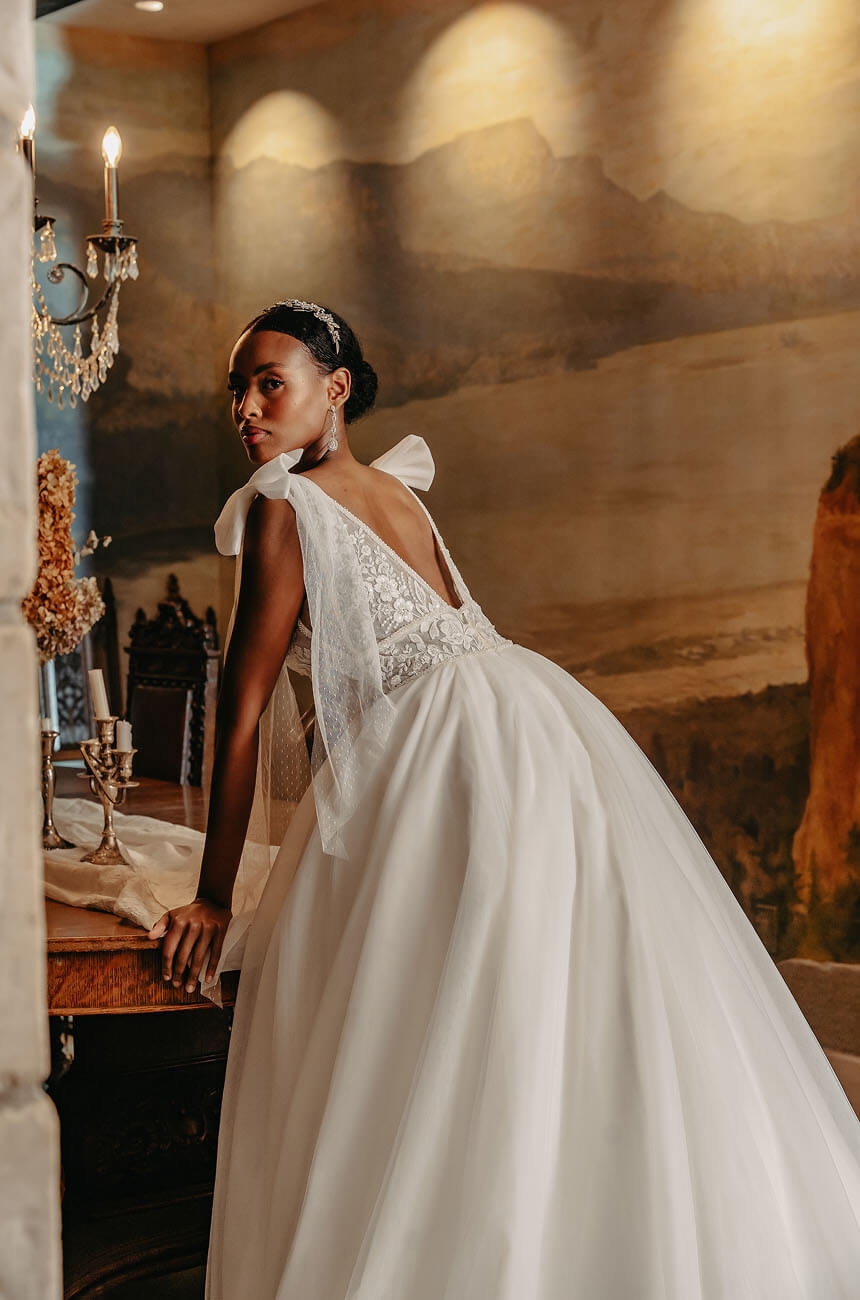 Model wearing a bridal dress