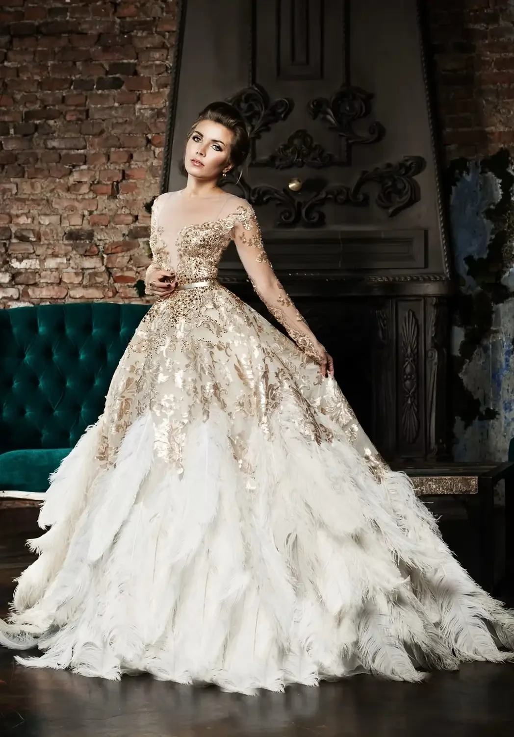 Model wearing bridal gown