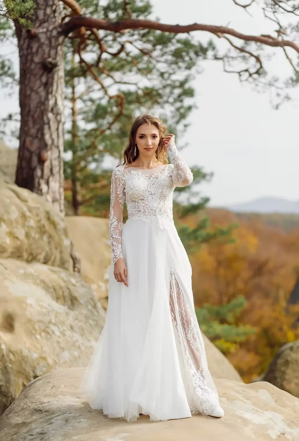 Model wearing bridal gown